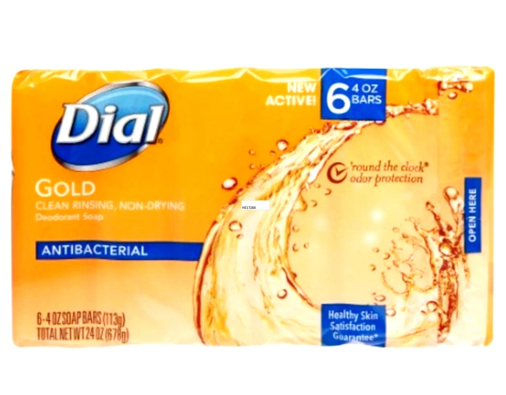 Dial Gold Antibacterial Sizeoap 4 Ounce Bars, 6 Count - Pack of 4