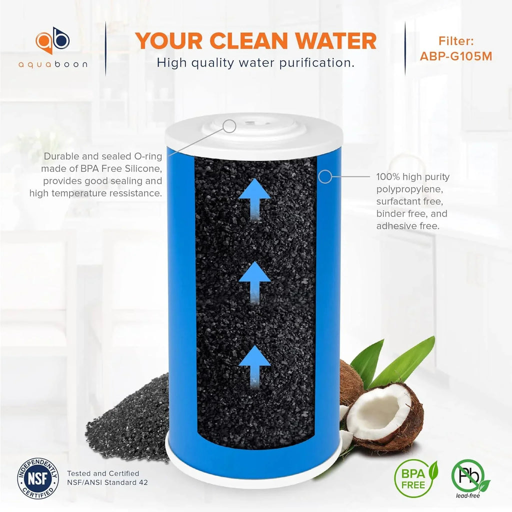 emium 5 Micron 10" X 4.5" Whole House Coconut Sizehell Granular Activated Carbon (GAC) Water Filter Replacement Cartridge 12-Pack