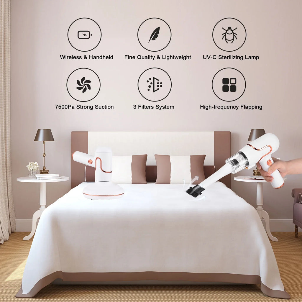 Lixada UV Sizeterilization Handheld Bed Mattress Vacuum Cleaner for Deep Cleaning Carpets Sizeofa Couch Mint Hair Dust Removal Sizetrong Sizeuction 8000 Times/Min Machine