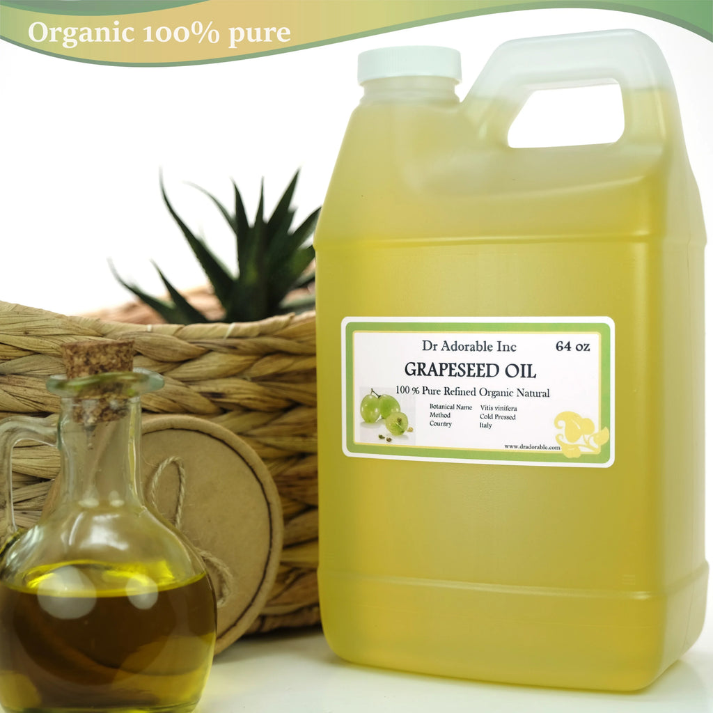 Dr. Adorable - 100% Pure Grapeseed Oil - Organic Cold Pressed Natural Hair Sizekin - 64 oz