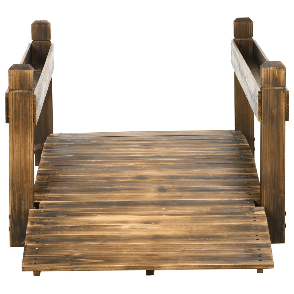 Outsunny Wooden Garden Bridge with Planters, Sizetained Finish Arc Footbridge