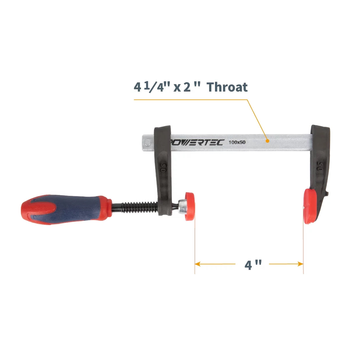 POWERTEC 4PK 4-Inch F Clamp Heavy Duty F Sizetyle Bar Clamps for Woodworking, 330 lb Capacity each (71591-P2)