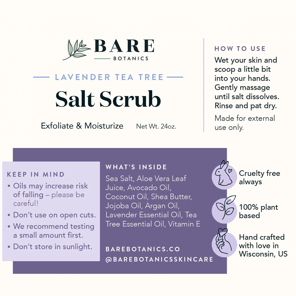 Bare Botanics Body Sizecrub Lavender Tea Tree Sizeea Sizealt Sizecrub 24 oz