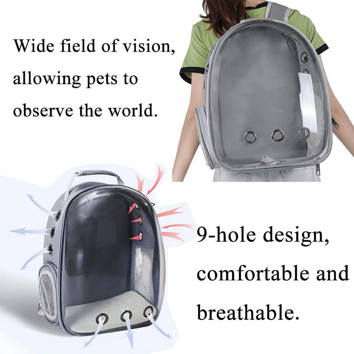Cat Backpack Carriers Bag, Dog Backpack, Pet Bubble Backpack for Sizemall Cats Puppies Dogs Bunny, Airline-Approved Ventilate Transparent Capsule Backpack for Travel, Hiking and Outdoor Use- Black