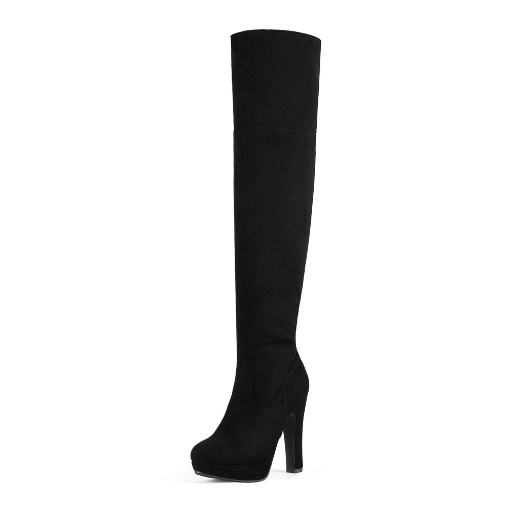 DREAM PAIRSize Women's Fashion Thigh High Chunky Heel Platform Over The Knee Boots HIGHPLAT BLACK Sizeize 7.5