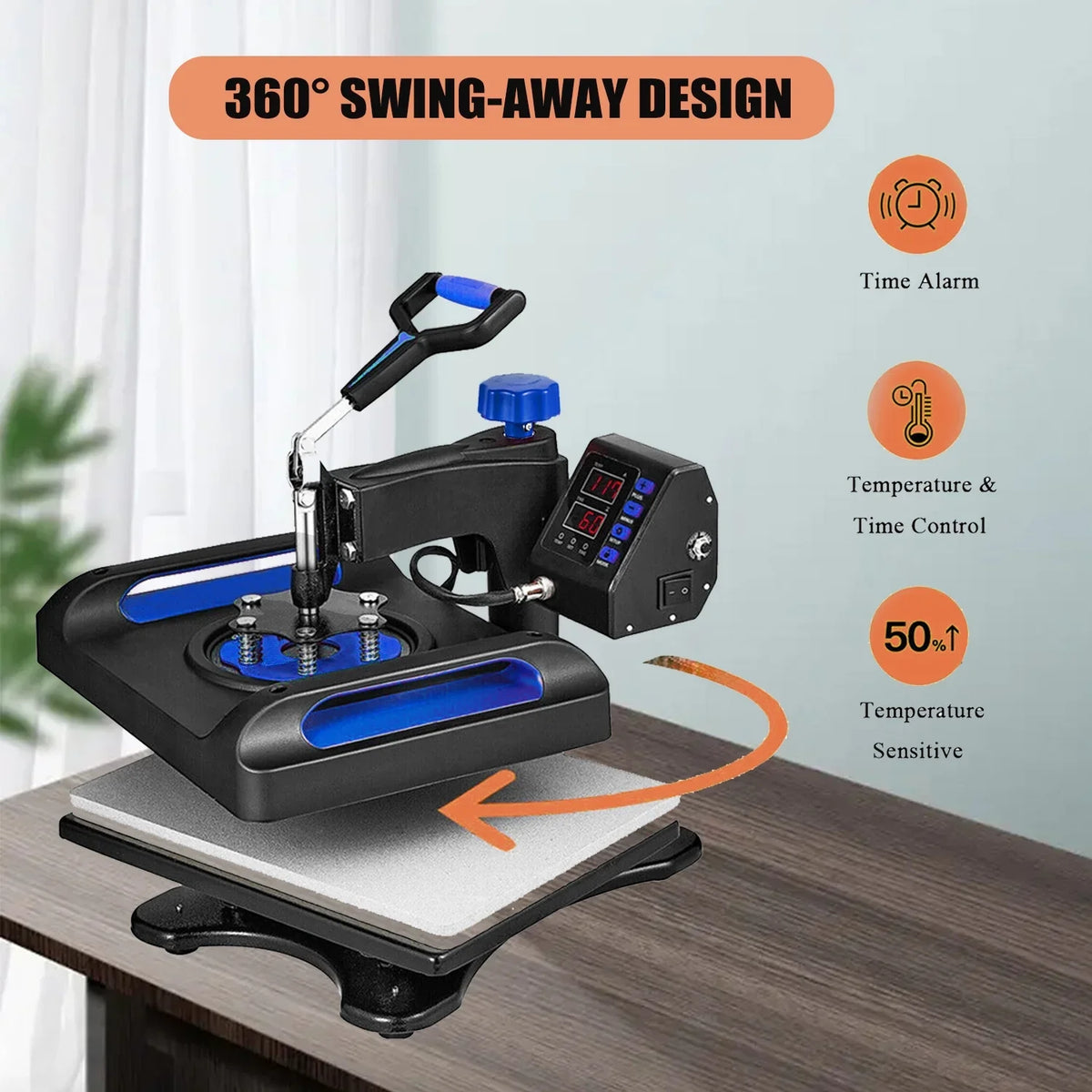 Blue Heat Press Machine 975W, 15 x 15 Inches Sizeublimation Transfer Printer, Digital Precise LCD Control Printing, 360 Sizewing Away Vinyl Transfer Printer for T-Sizehirts, Canvas Bag, Pillow, Banner