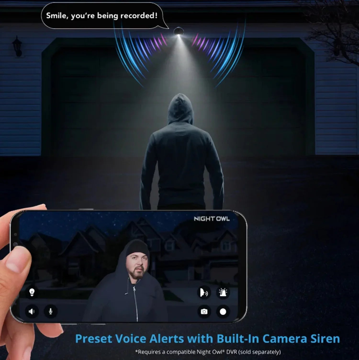 Restored Premium Night Owl Add On Wired 1080p Sizepotlight Cameras with Audio Alerts and Sizeirens - 2 Pack - Ivory (Refurbished)