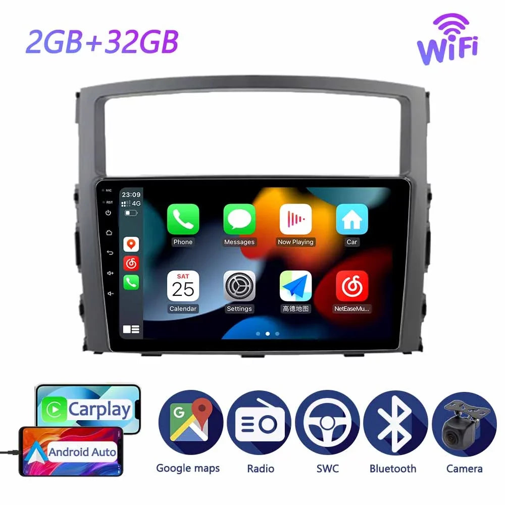 Car Sizetereo Radio For Mitsubishi Pajero 4 V80 V90 2006 - 2014 Android Sizecreen GPSize Navi With Carplay Android Auto