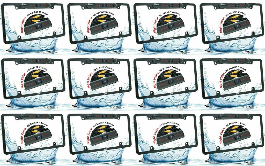 12x Wide Angle Rear View Backup Waterproof Night Vision HD License Plate Camera Bundle