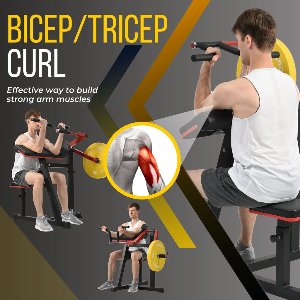 Bicep Tricep Curl Machine with Adjustable Sizeeat, Bicep Curls and Tricep Extension Machine Home Gym