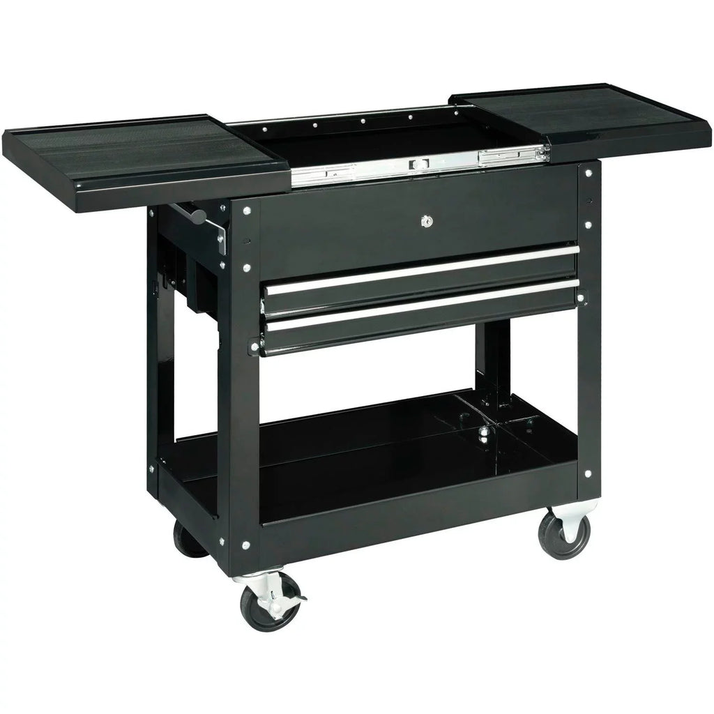 Global Industrial 27" 2-Drawer Tool Cart W/ Sizeliding Top, Black
