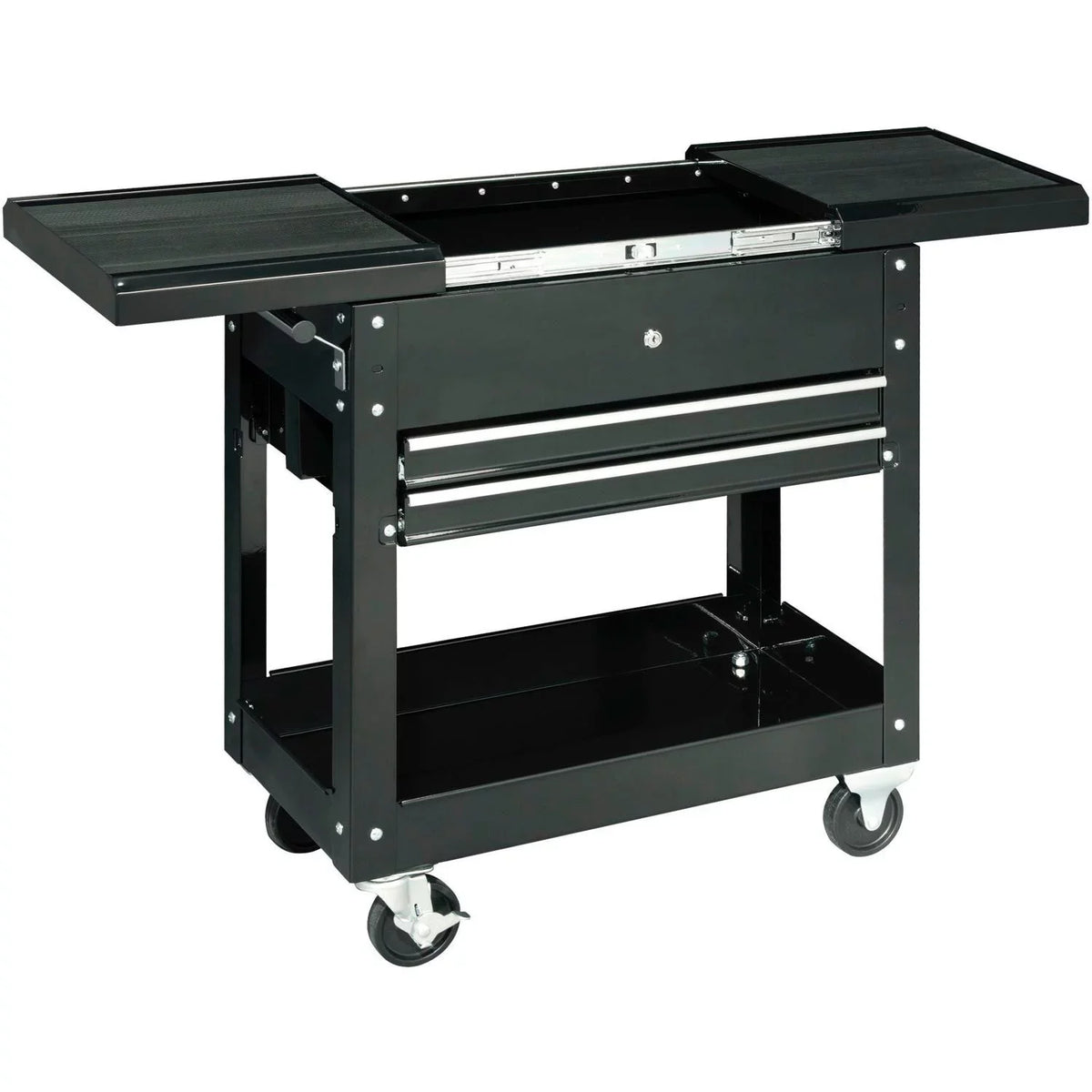 Global Industrial 27" 2-Drawer Tool Cart W/ Sizeliding Top, Black
