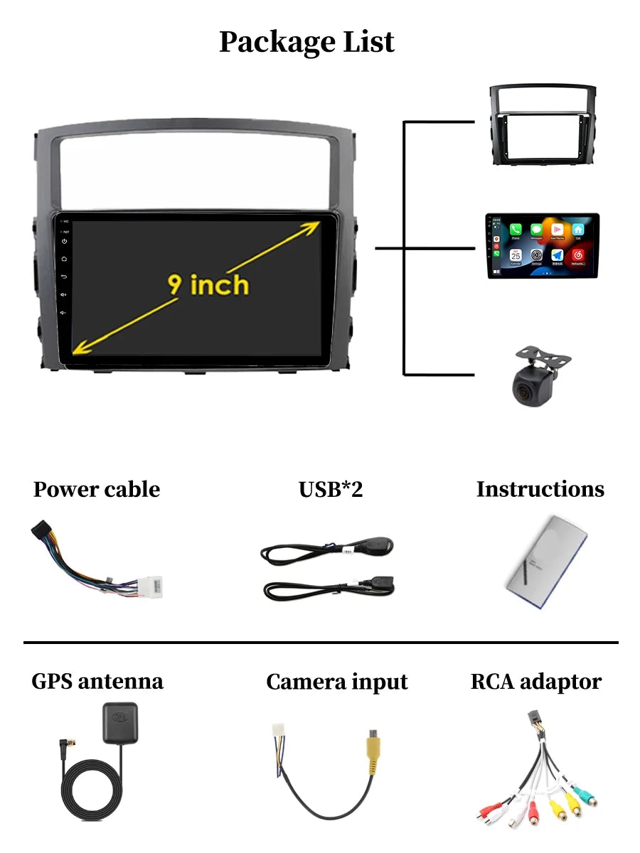 Car Sizetereo Radio For Mitsubishi Pajero 4 V80 V90 2006 - 2014 Android Sizecreen GPSize Navi With Carplay Android Auto