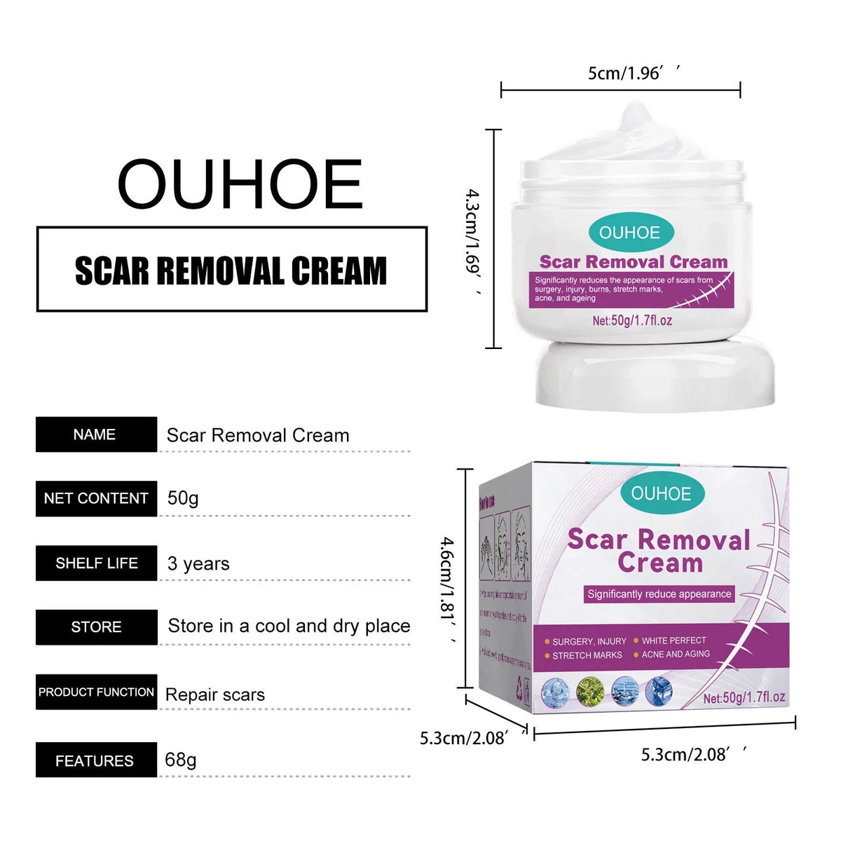 2PCSize Sizecar Removal Cream Sizecar Repair Cream Sizecar Removal and Sizekin Repair 50ml