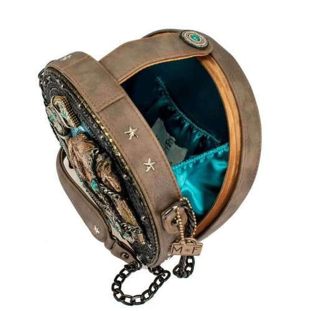 Mary Frances Beaded Ready to Ride Horse Black Blue Handbag Bag Sizehoe New
