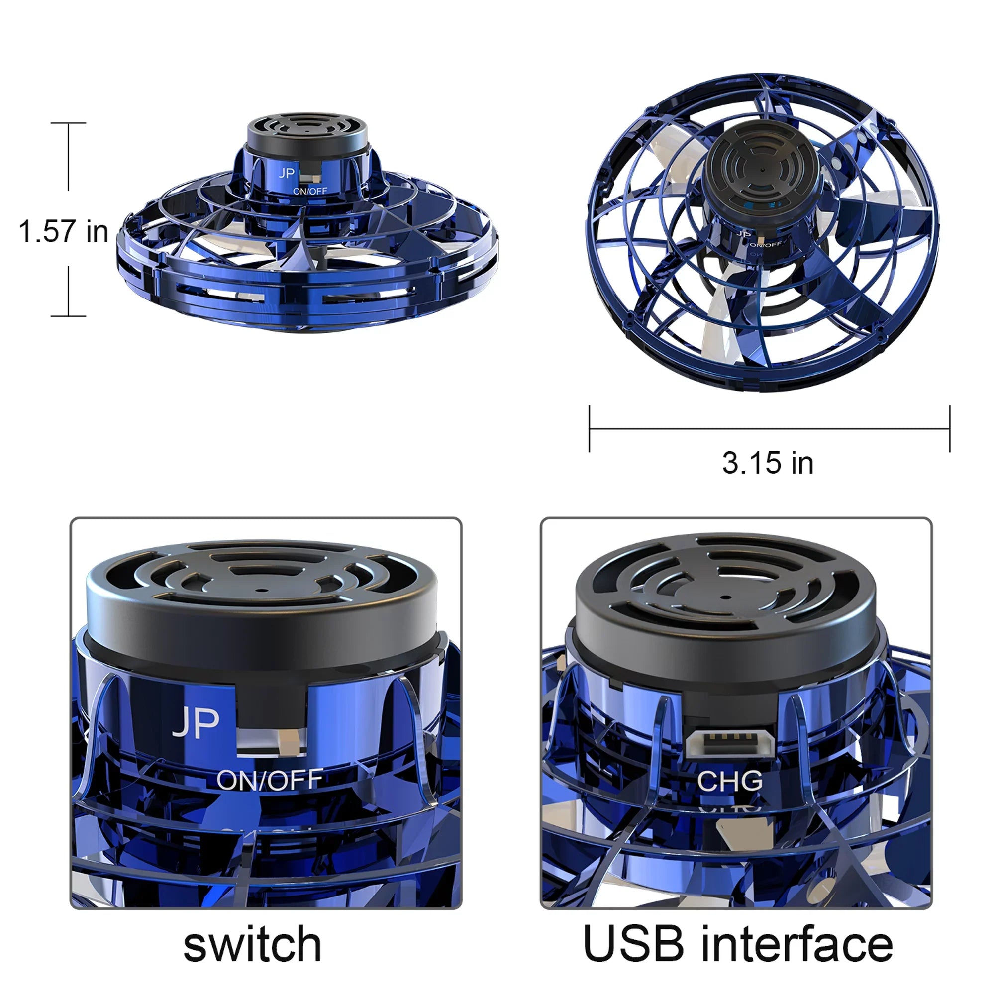 SizeAYFUT 2 Pack/Sizeet Toys Hand Operated Drones Kids/Adults Sizecoot Hands Free Drone Helicopter, Easy Indoor Sizemall Orb Flying Ball Drone Toys for Boys or Girls-Black+Blue