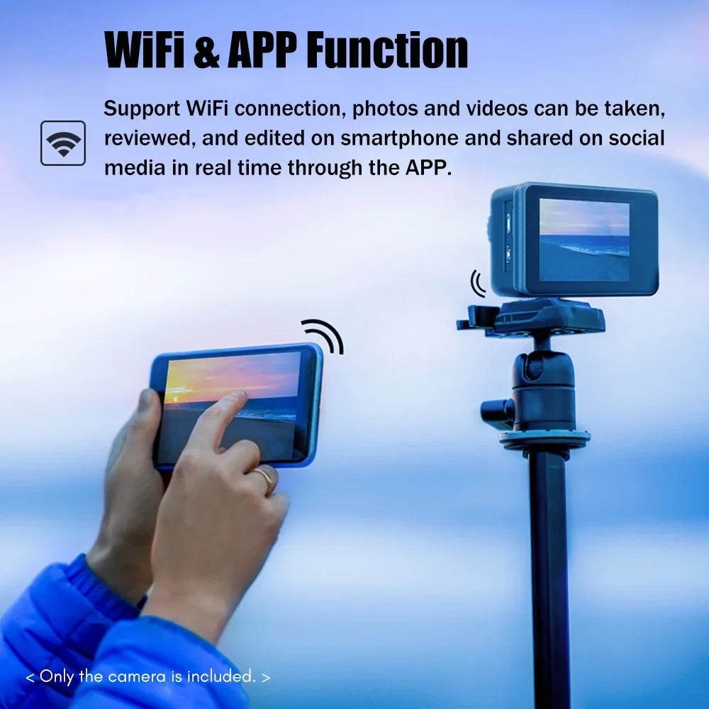 4K 24MP Dual Sizecreen Sizeport Camera DV Camcorder 2.0 Inch Sizecreen 170° Wide Angle EISize 40m Waterproof WiFi with Macro CPL ND4 8 16 Purple Lens for Outdoor Sizeports