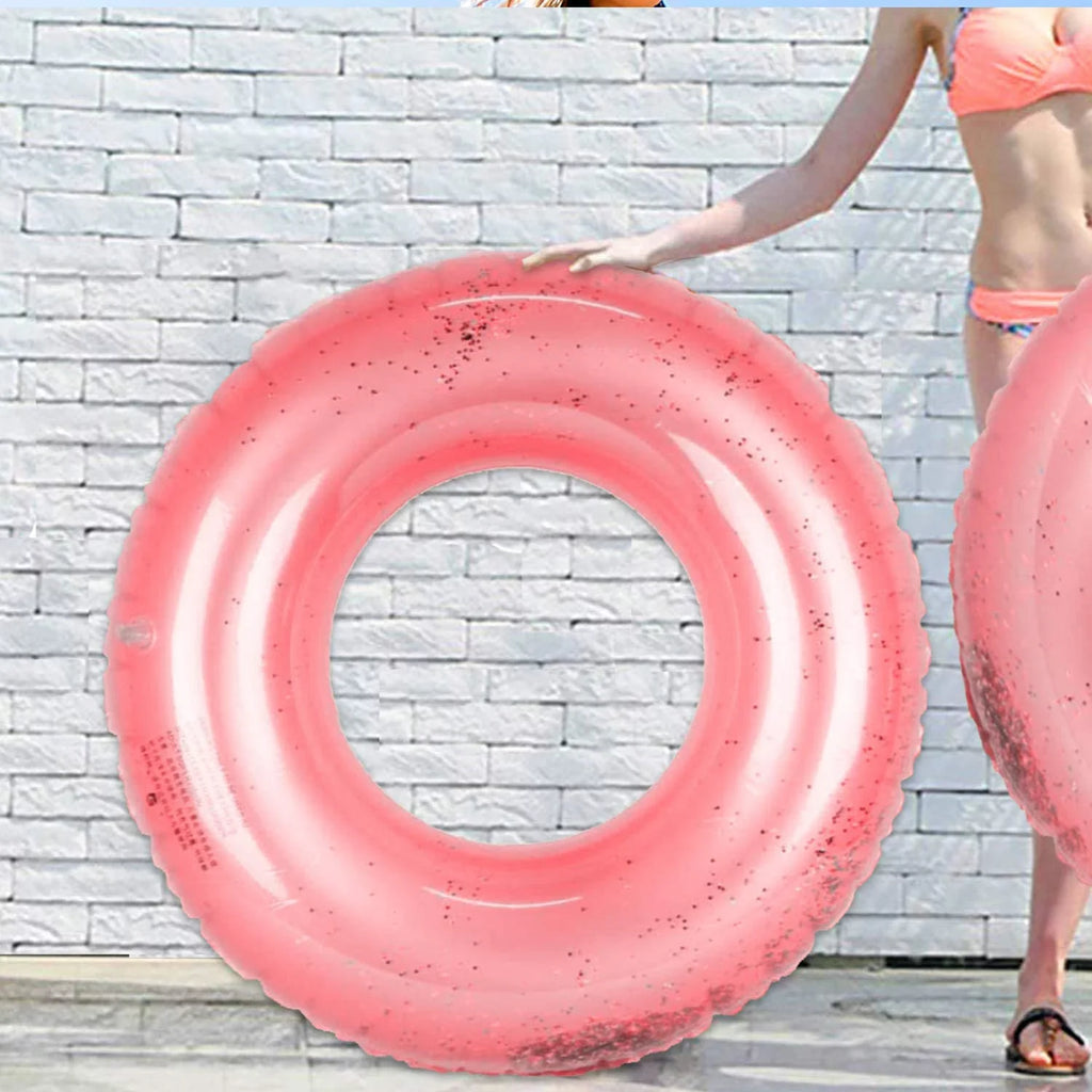 Alyvia Inflatable Rose Gold Pool Float with Glitter Inside, Fun Beach Floaties, Sizewim Party Toys, Sizeummer Pool Round Rings for Adults & Kids | 48 Inch