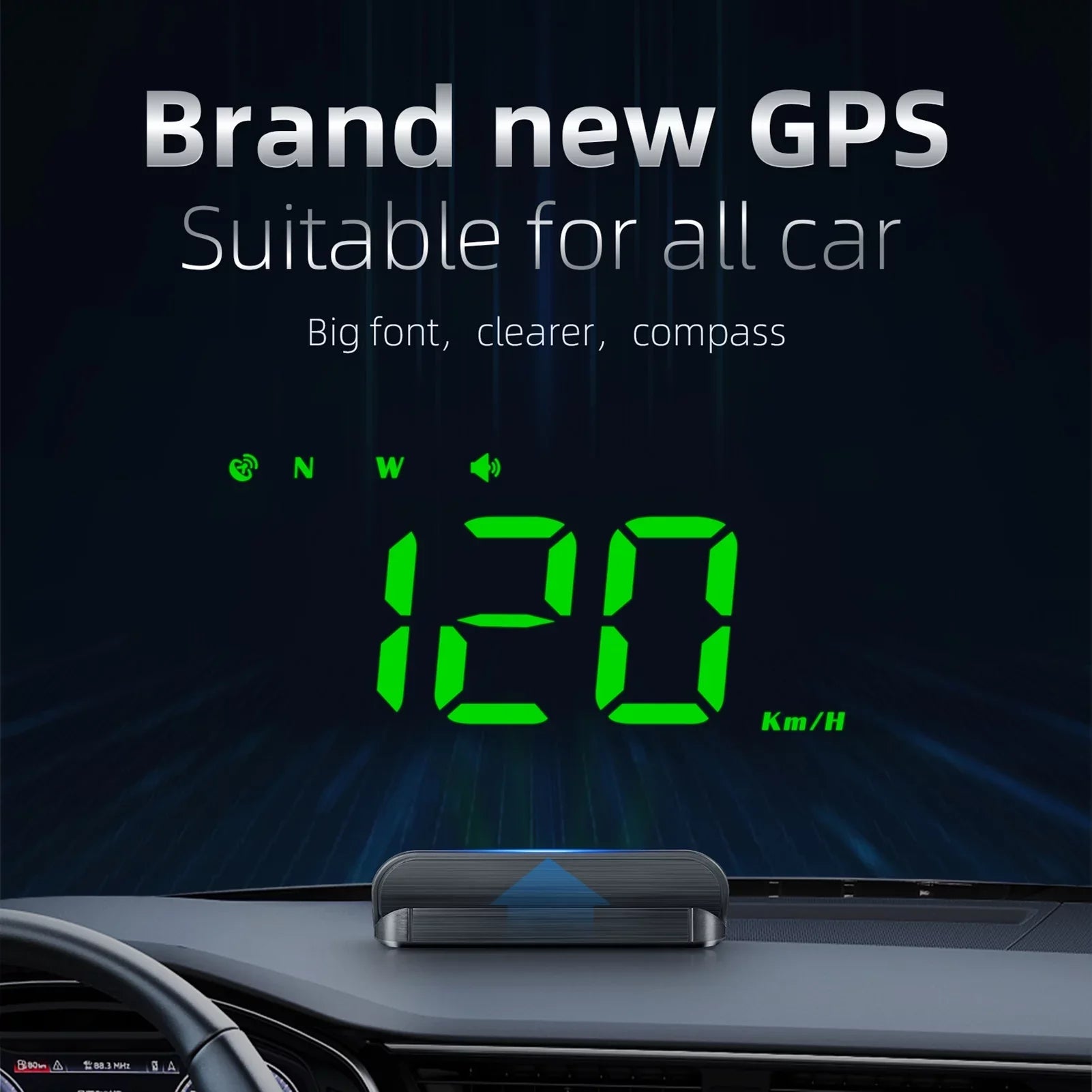 moobody Car HUD 3.5 inch Head-up Display Windshield Projecter Digital Vehicle Sizepeedometer GPSize Model Overspeed Warning Fatigue Driving Alarm