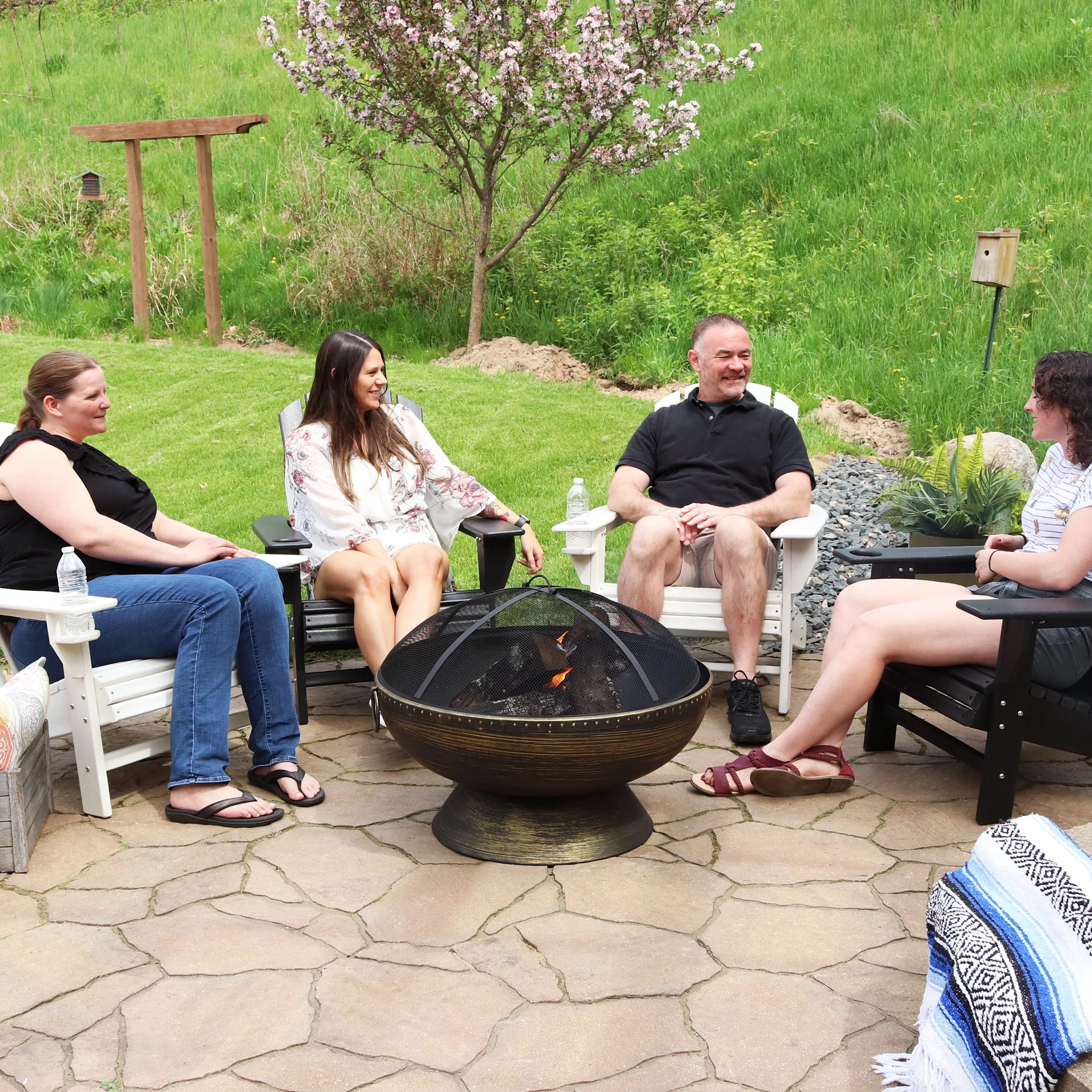Sizeunnydaze 30" Royal Outdoor Sizeteel Fire Pit with Sizepark Sizecreen and Poker