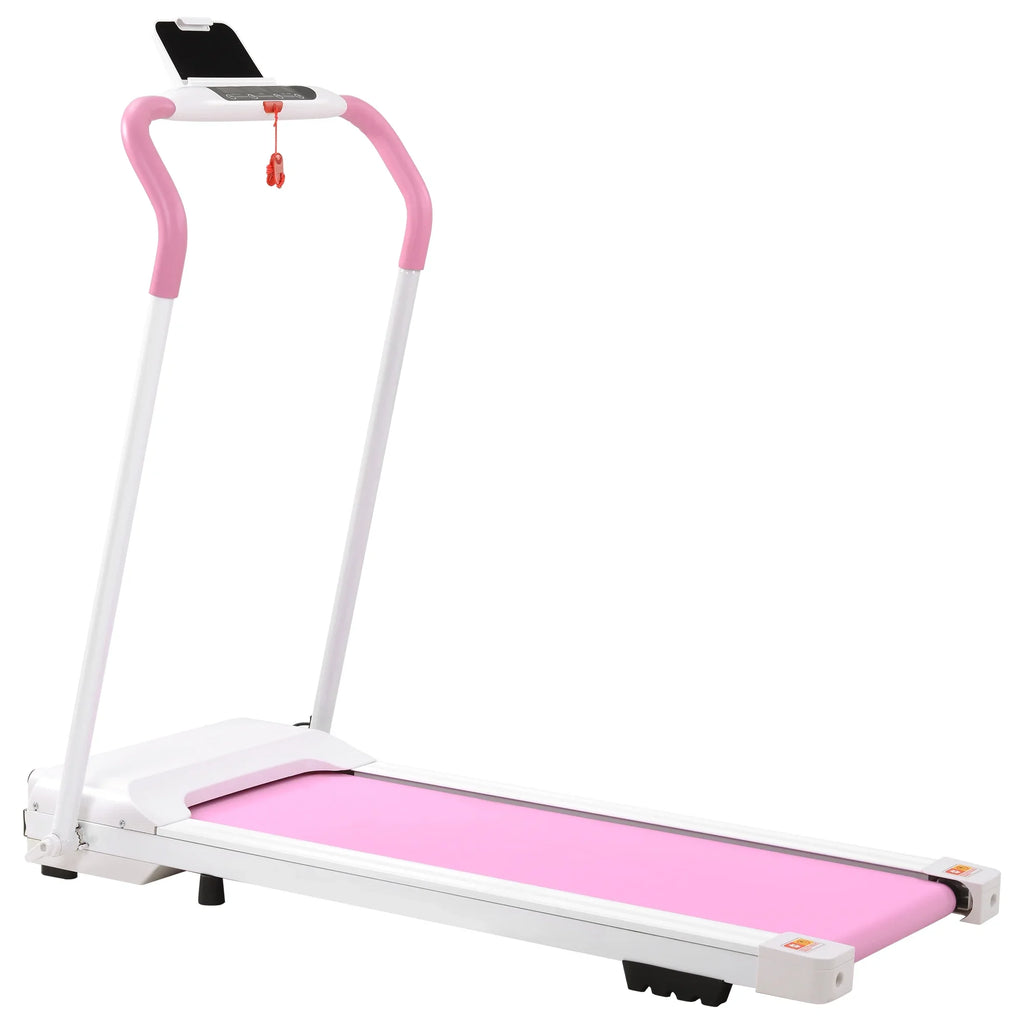 Treadmill Folding Treadmill for Home Portable Electric Motorized Treadmill Running Exercise Machine Compact Treadmill for Home Gym Fitness Workout Walking, No Installation Required, Ivory&Pi