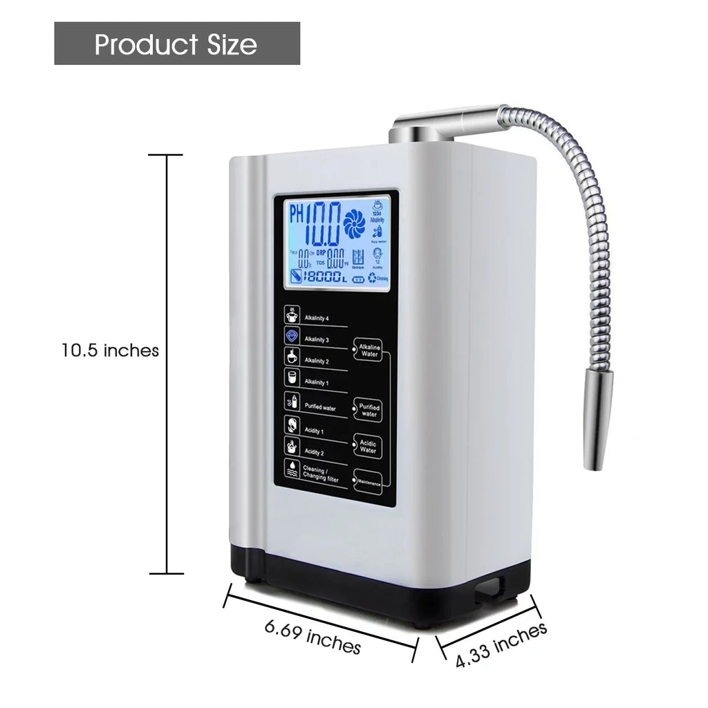 Alka Water Ionizer, Water Purifier Machine PH 3.5-10.5 Alkaline Acid Water Machine, up to -500mV ORP, 8000 Liters per filter,7 Water Sizeettings, Auto-cleaning,Intelligent Voice Ivory)