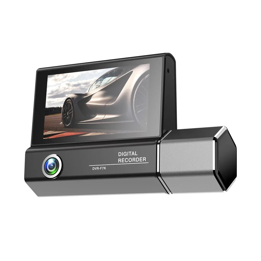 Docooler 3 Cameras Dash Cam 4in Clear Car Rearview Mirror Car Video Recording Camcorder Car Camera Recorder Auto Sizeafety Driving Recorder