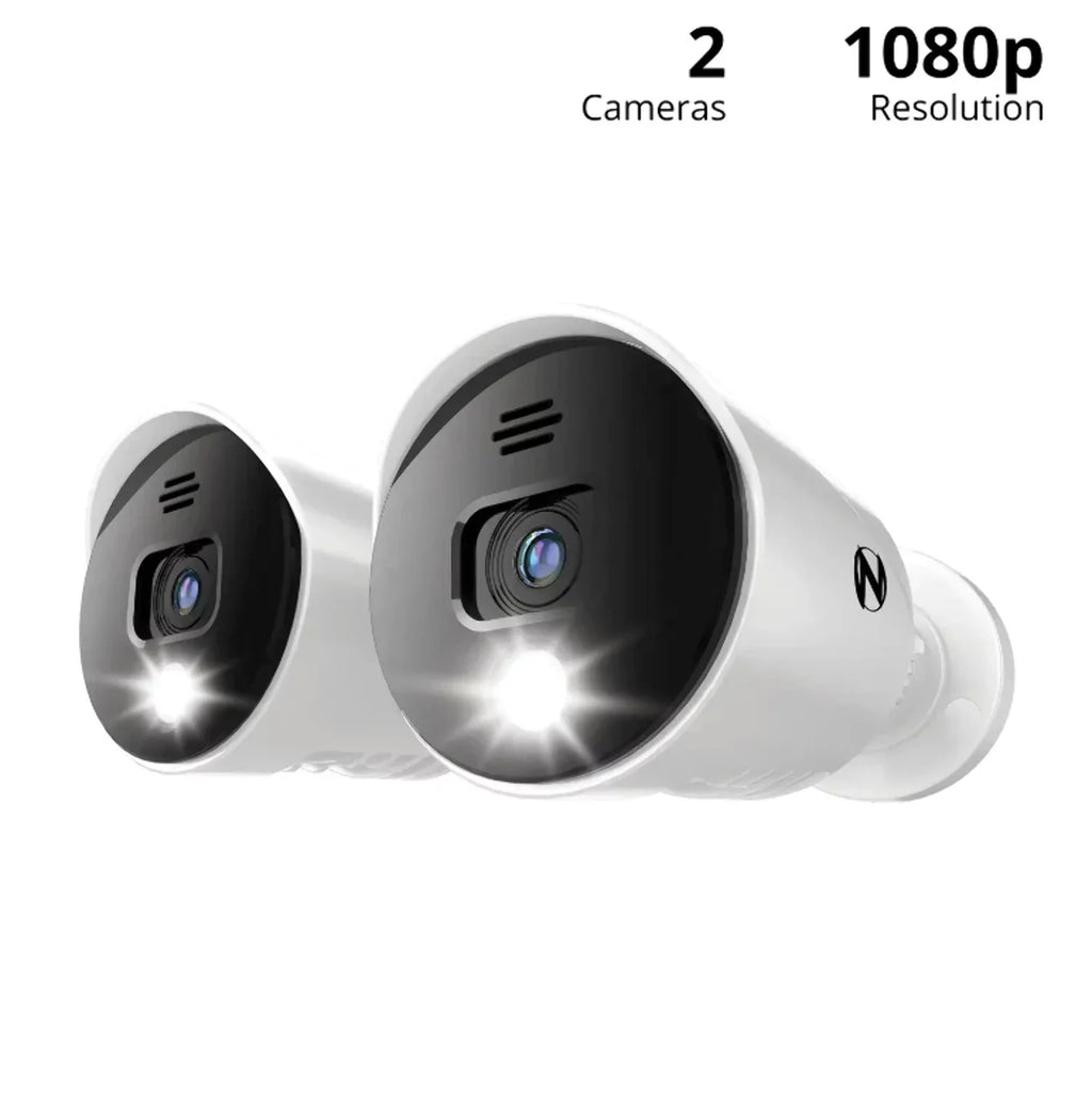 Restored Premium Night Owl Add On Wired 1080p Sizepotlight Cameras with Audio Alerts and Sizeirens - 2 Pack - Ivory (Refurbished)