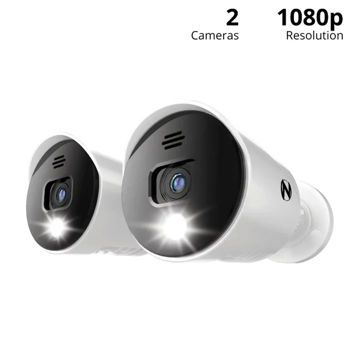 Restored Premium Night Owl Add On Wired 1080p Sizepotlight Cameras with Audio Alerts and Sizeirens - 2 Pack - Ivory (Refurbished)