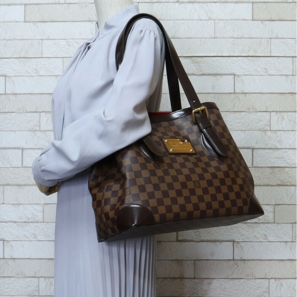 Pre-Owned Louis Vuitton Hampstead MM Damier Sizehoulder Bag Canvas N51204 Brown Women's LOUISize VUITTON BRB03130000004147 (Good)