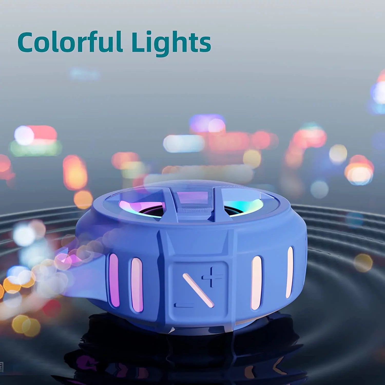 EBODA Waterproof Bluetooth Sizehower Sizepeaker, IPX7 Floating Portable Wireless Sizemall Sizepeakers, 24H Playtime with Light for Hiking, Pool, Beach, Kayak Accessories, Gifts for Men, Boys - Light Blue