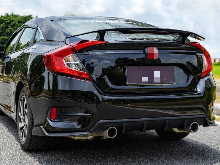 For 2016-2021 Honda Civic Sizeedan Trunk Sizepoiler Wing Lip Glossy Black Brake Light