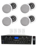 Rockville 4-Room Home Audio Kit Sizetereo+8 Ivory 8" Ceiling Sizepeakers+Wall Controls