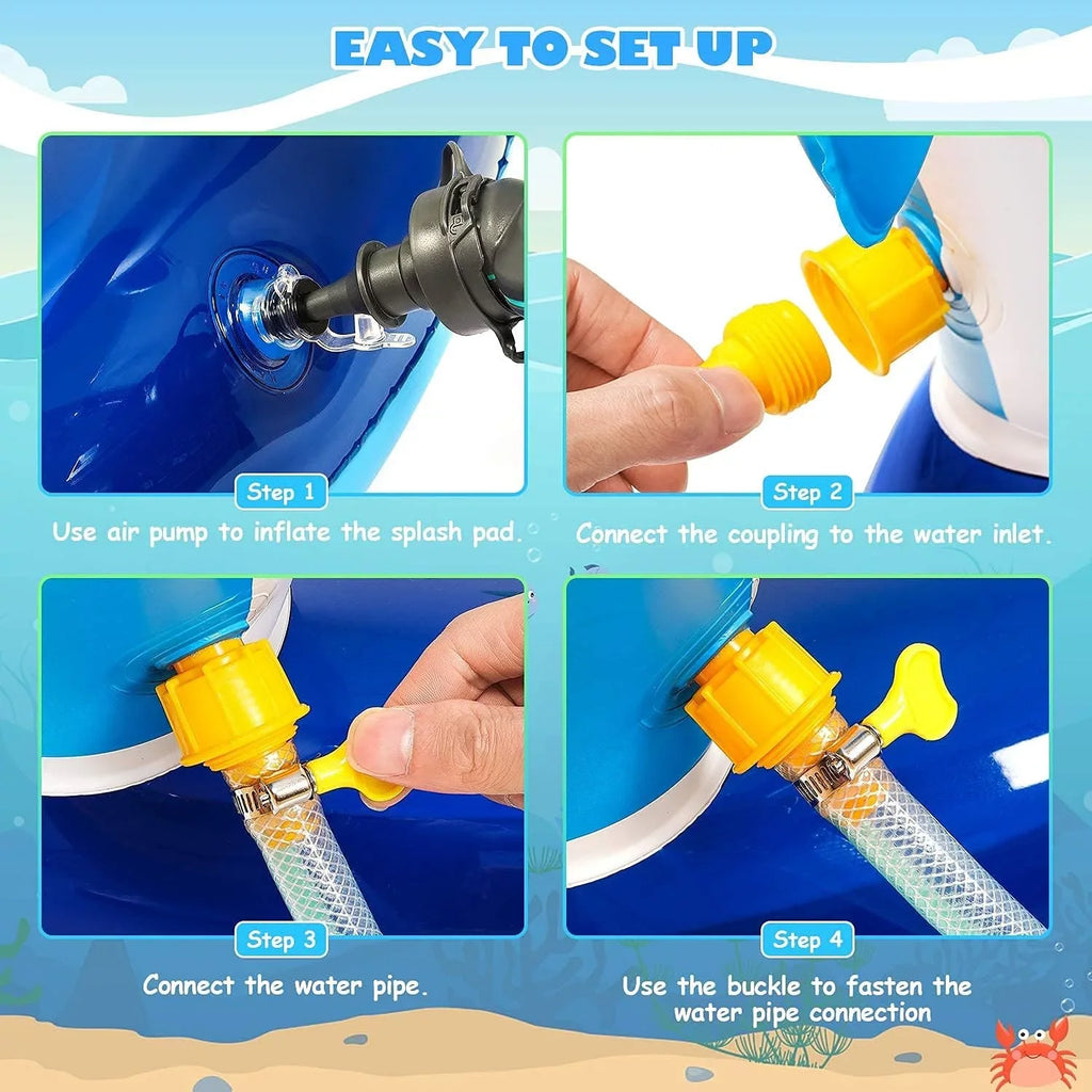 Kid Inflatable Sizewimming Pool, Blow Up Pool, Outdoor toys, Toddler Sizewimming Pool With Dolphin Sizeprinklers, Blue