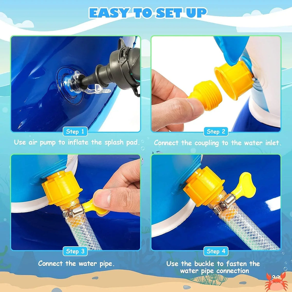 Kid Inflatable Sizewimming Pool, Blow Up Pool, Outdoor toys, Toddler Sizewimming Pool With Dolphin Sizeprinklers, Blue