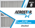 Aerostar 20x20x5 MERV  8, Honeywell Replacement Pleated Air Filter, 20x20x5, Box of 2