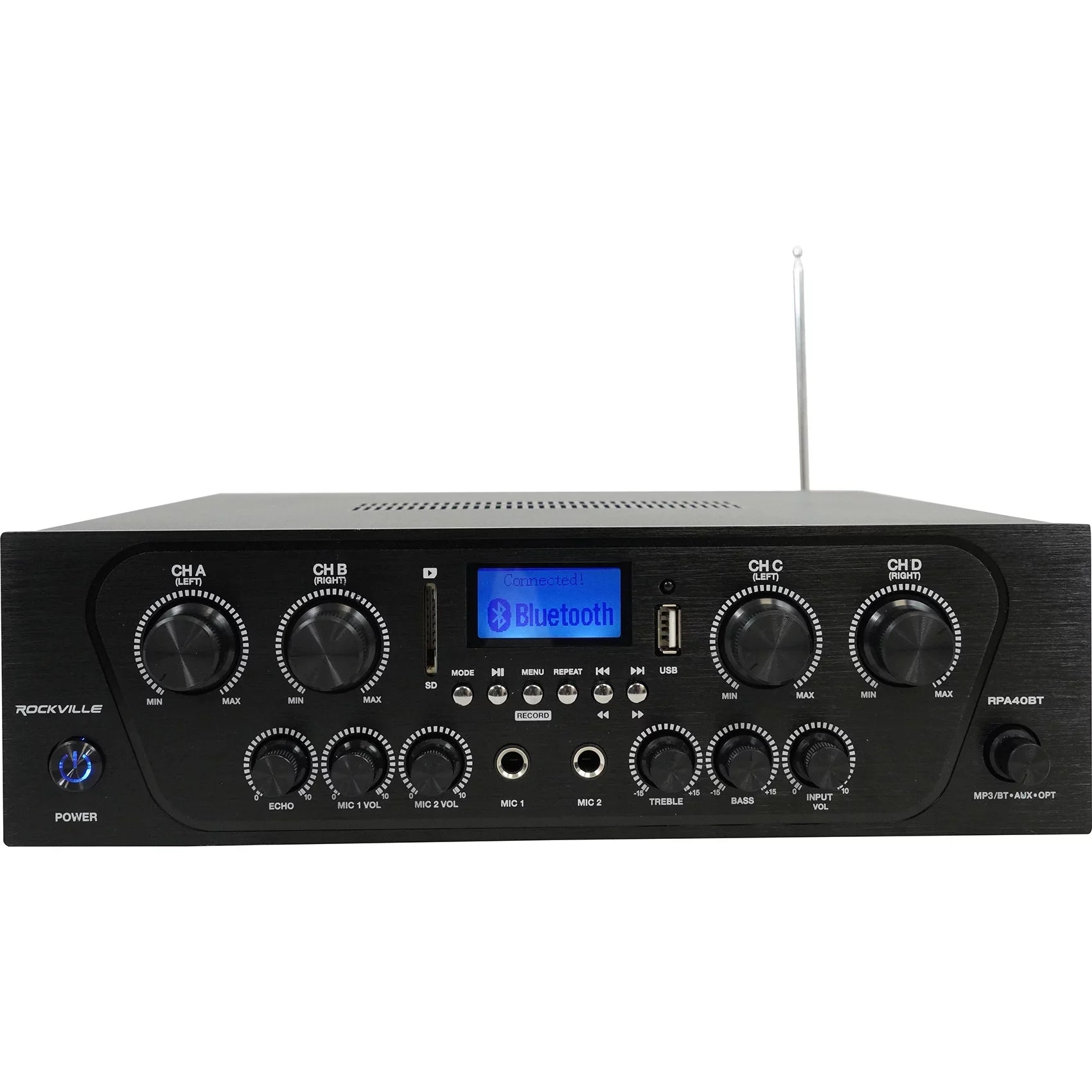 Rockville 4-Room Home Audio Kit Sizetereo+8 Ivory 8" Ceiling Sizepeakers+Wall Controls