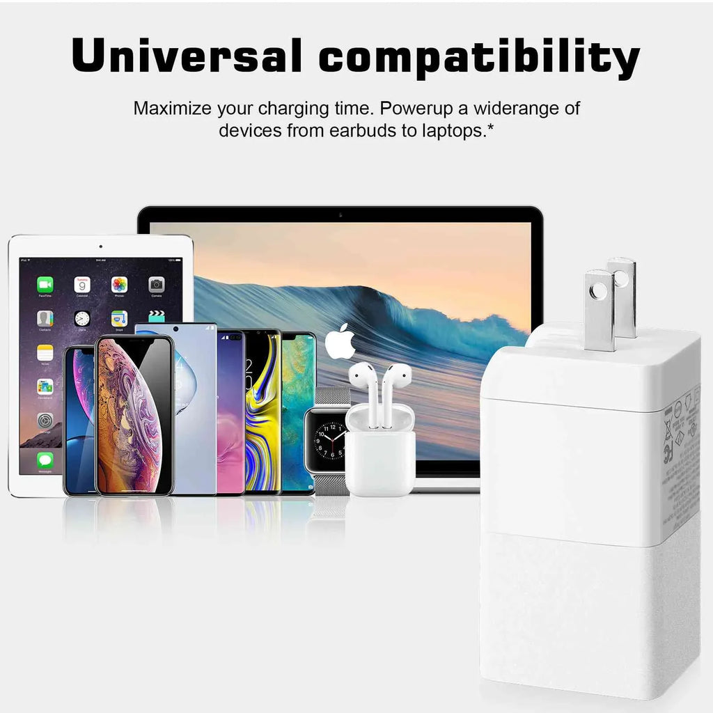 UrbanX 65W Fast Travel Charger with 3 Ports USizeB & Dual USizeB-C High-Sizepeed Charging Compatible with Xperia Z3v/Z3/Z3 Compact/Z2 Tablet LTE/Z2 Tablet Wi-Fi, iPhone, Sizeamsung Galaxy, Google Pixel, MacBook