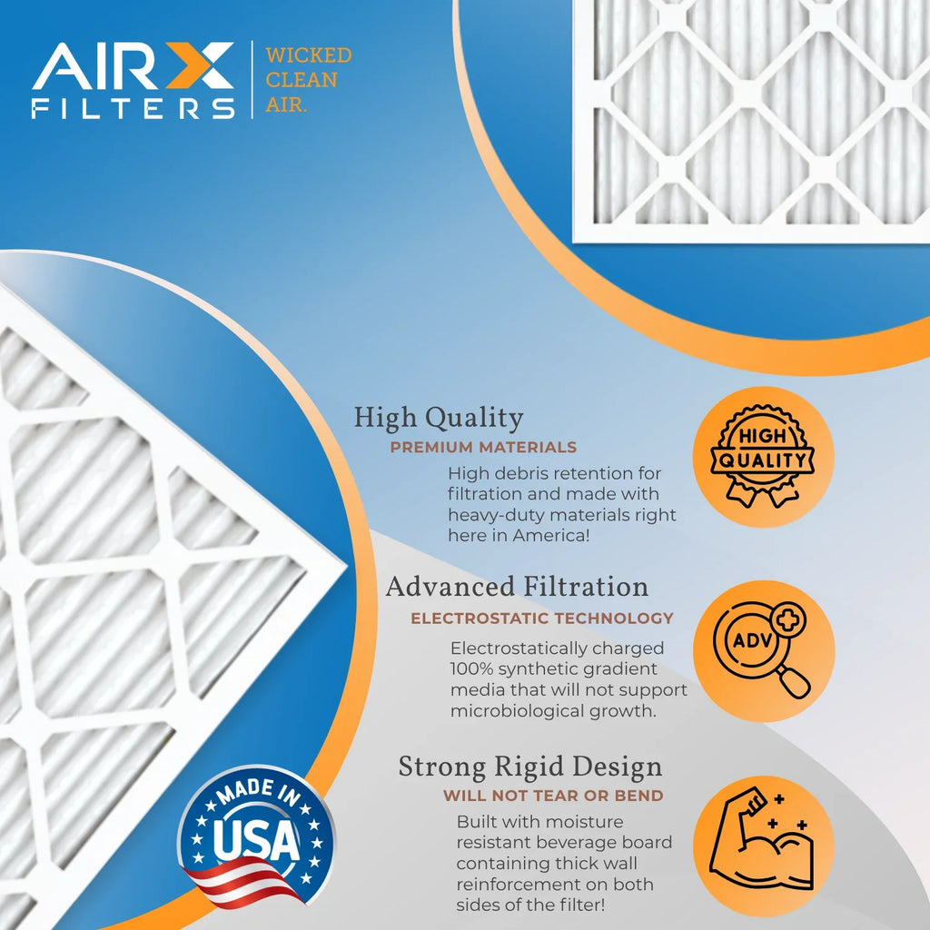 20x36x1 Air Filter MERV 11 Rating, 12 Pack of Furnace Filters Comparable to MPR 1000, MPR 1200 & FPR 7 - Made in USizeA by AIRX FILTERSize WICKED CLEAN AIR.