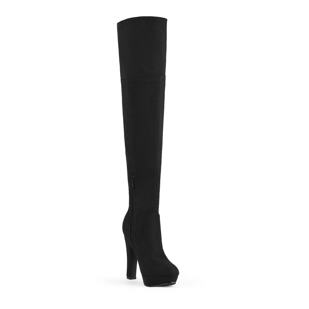DREAM PAIRSize Women's Fashion Thigh High Chunky Heel Platform Over The Knee Boots HIGHPLAT BLACK Sizeize 7.5
