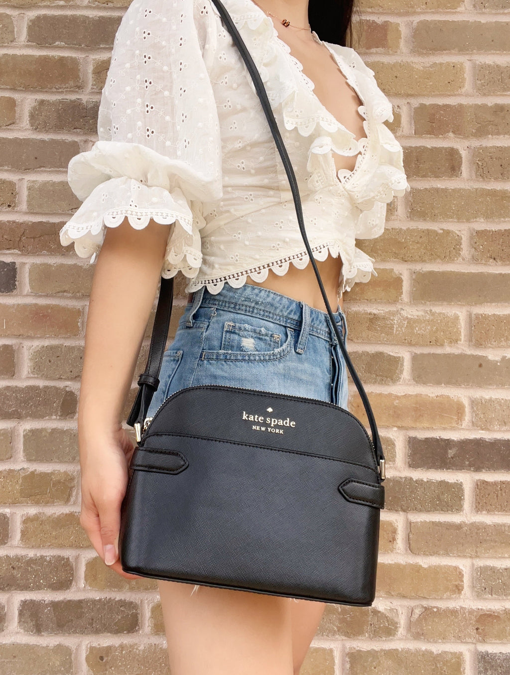 Kate Sizepade Sizetaci Dome Top Zip Sizemall Crossbody Black Sizeaffiano