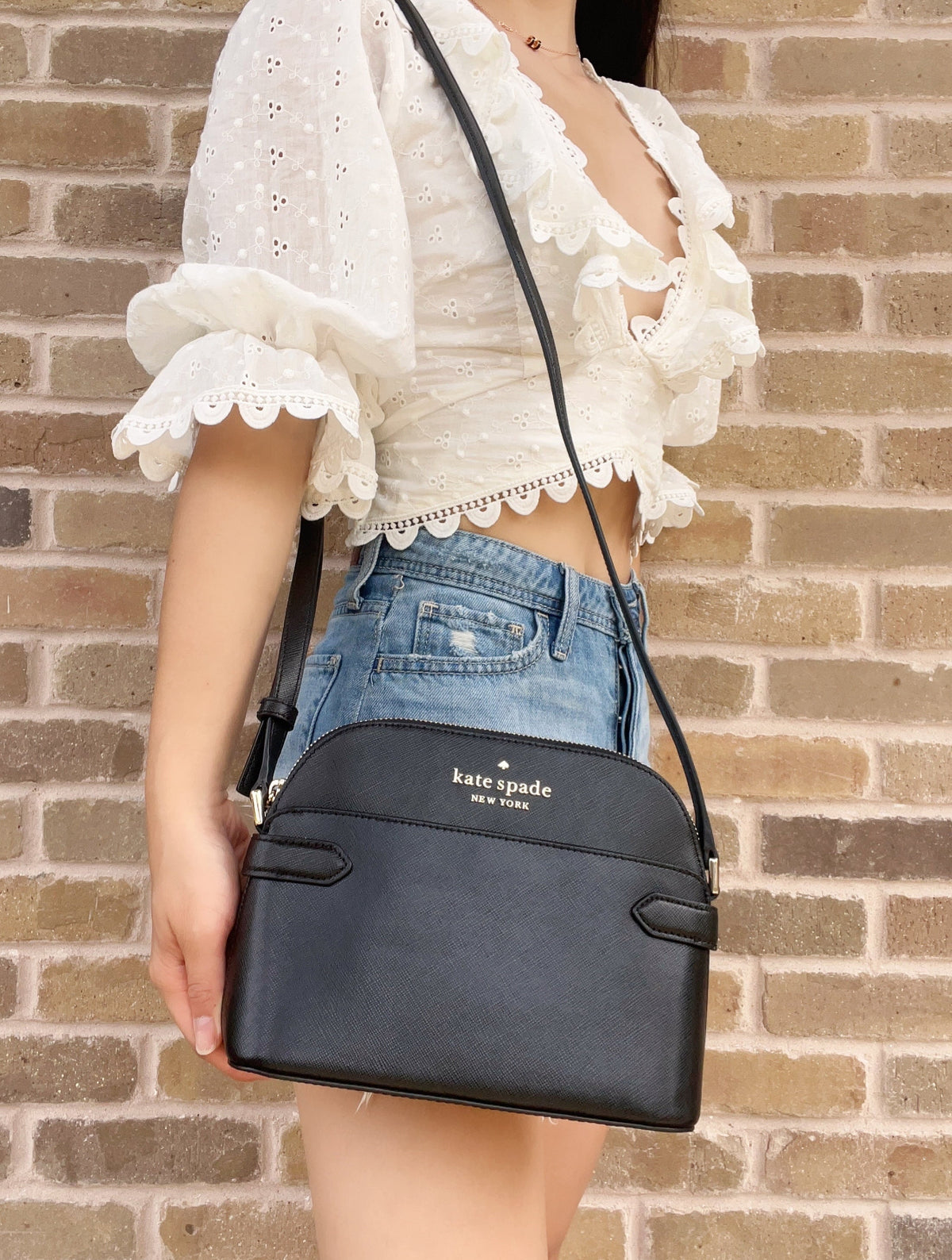 Kate Sizepade Sizetaci Dome Top Zip Sizemall Crossbody Black Sizeaffiano