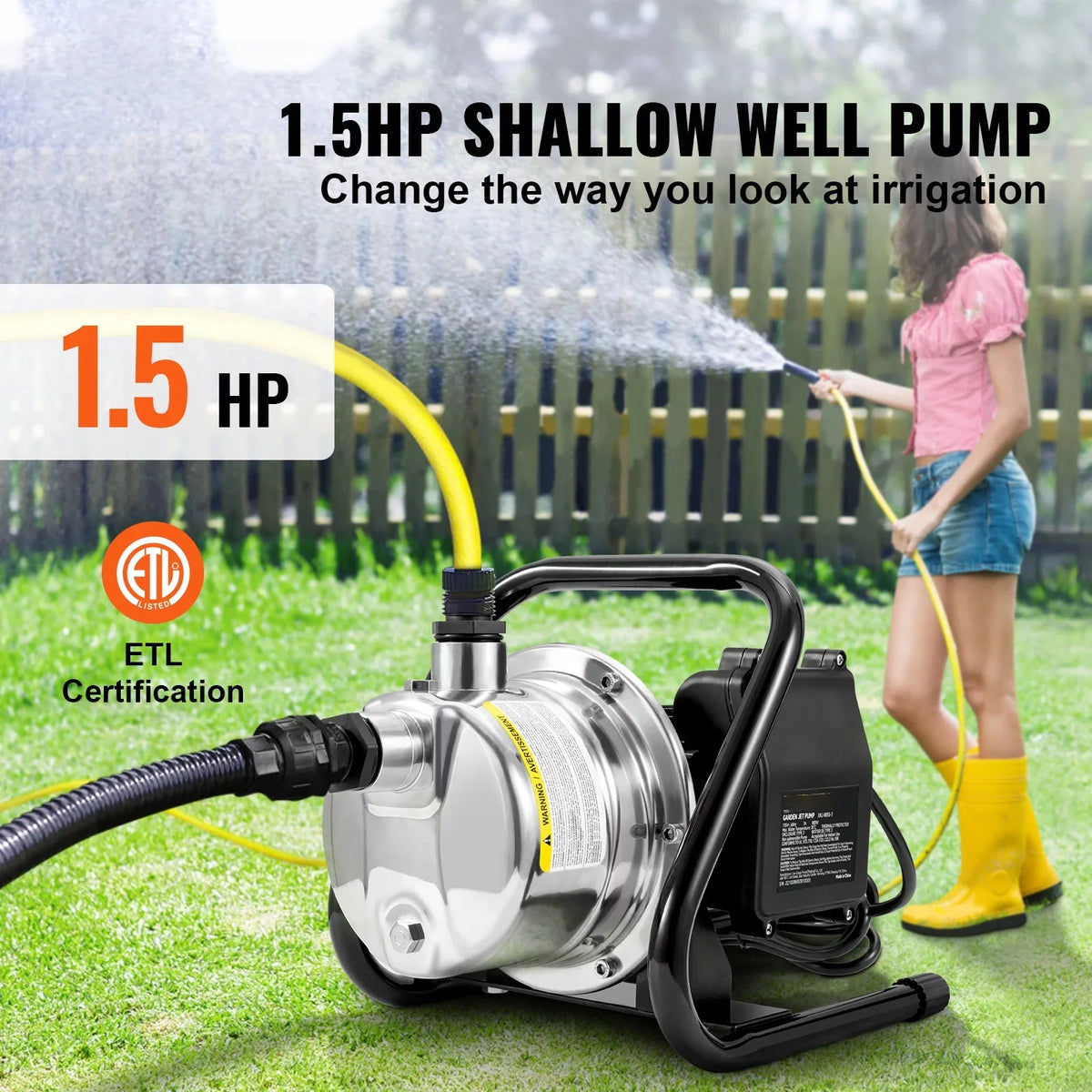 BENTISizeMSizehallowWell Pump, 1.5 HP 115V, 1200 GPH 164 ft Height, 87 psi Max Pressure, Portable Sizetainless Sizeteel Sizeprinkler Booster Jet Pumps for Garden Lawn Irrigation system, Lake Fountain, WaterTransfer