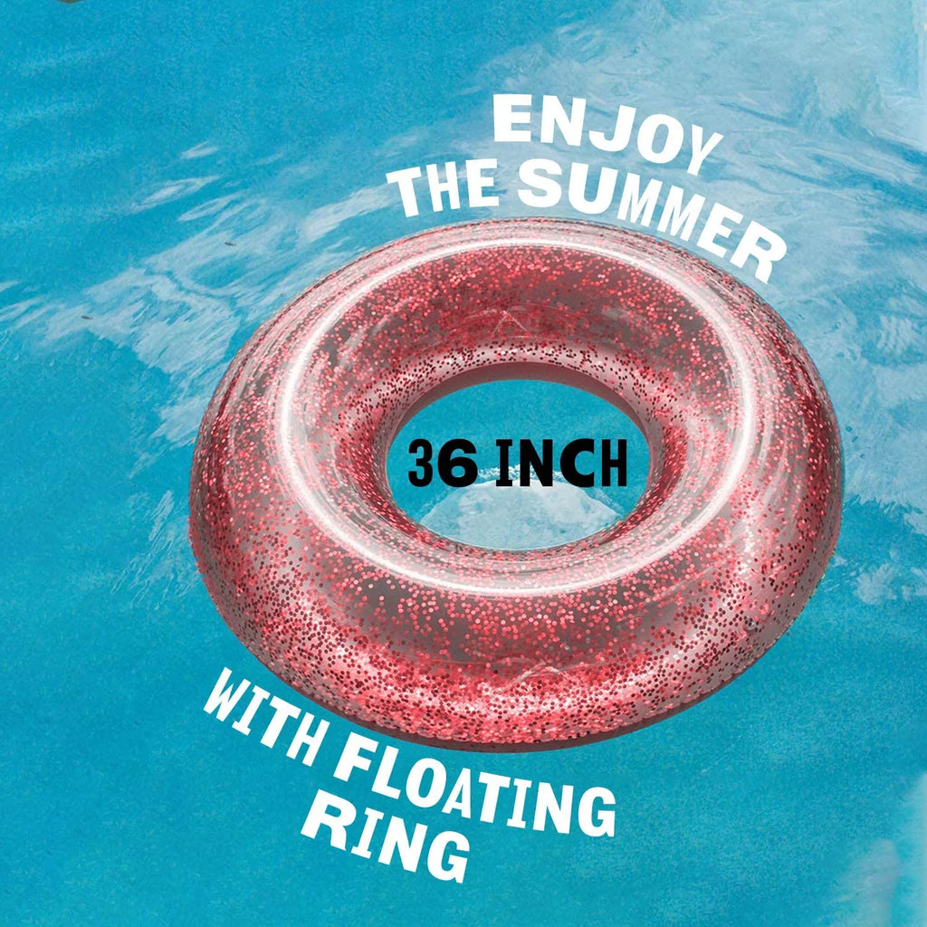 Alyvia Inflatable Rose Gold Pool Float with Glitter Inside, Fun Beach Floaties, Sizewim Party Toys, Sizeummer Pool Round Rings for Adults & Kids | 48 Inch