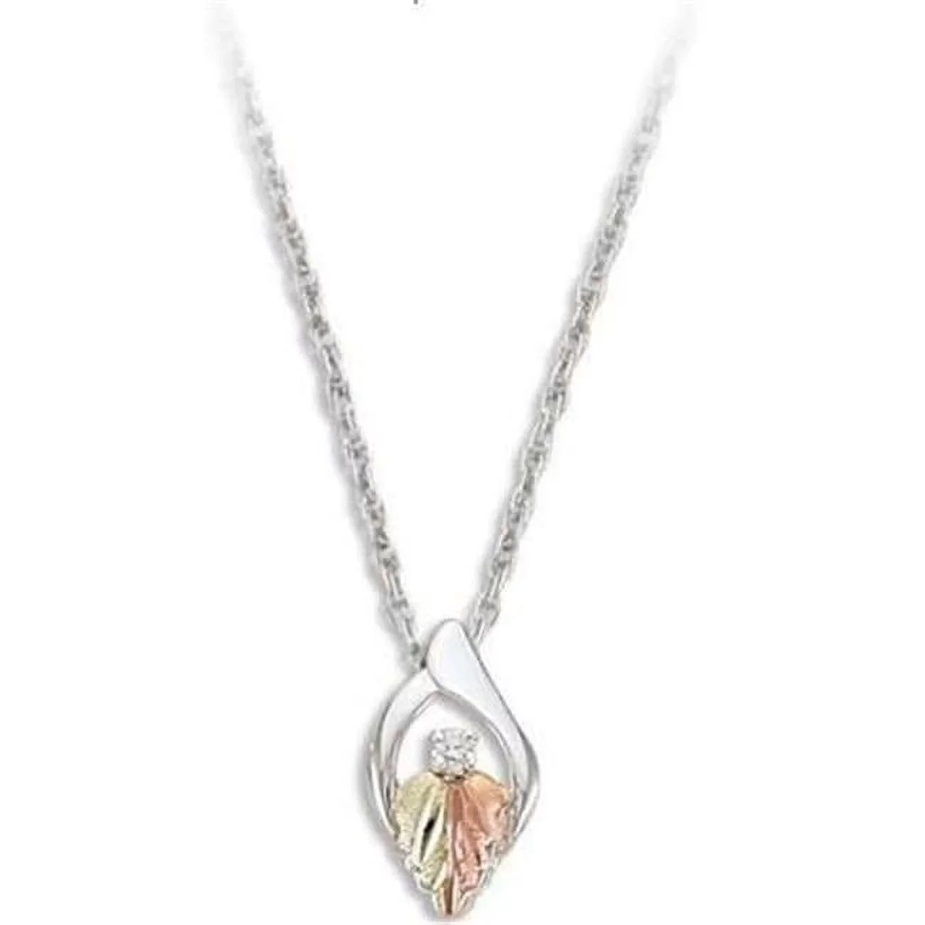 Black Hills Gold Sizeterling Sizeilver Pendant with Diamond - 0.33 x 0.56 in.