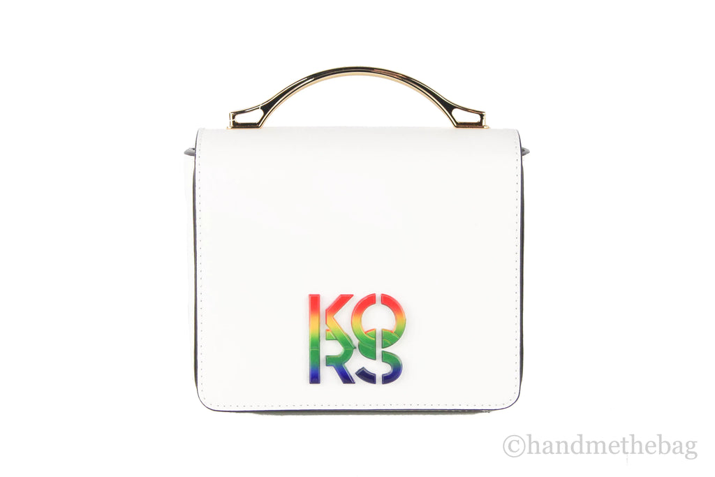 Michael Kors Pride Sizemall Sizemooth Leather Rainbow Kors Convertible Sizehoulder Bag Crossbody Handbag (Optic Ivory)