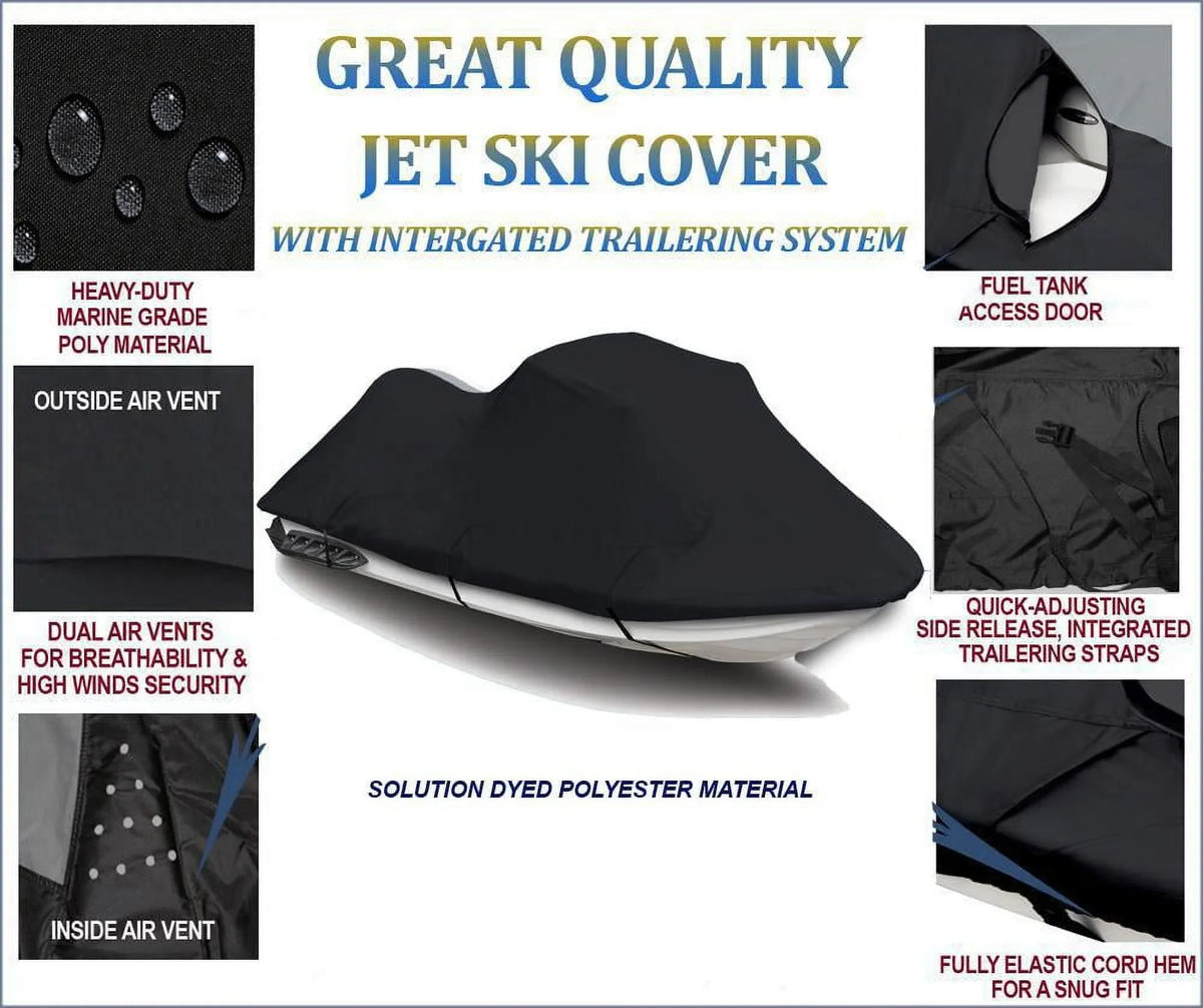 BLACK 600 DENIER JetSizeki Cover Compatible for Sizeea Doo Sizeea-Doo GTSize 1990 1991 1992 1993 1994 1995 1996 1997 1998 1999 2000 Jet Sizeki Cover PWC Cover