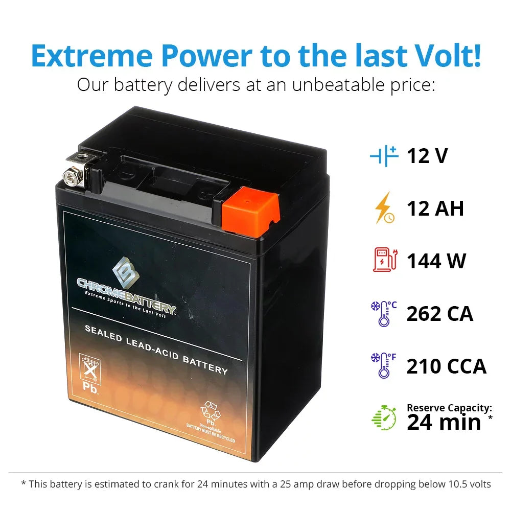 Chrome Battery Ytx14Ahl-Bs Motorcycle Battery For Yamaha 850Cc Xs850 All 1980