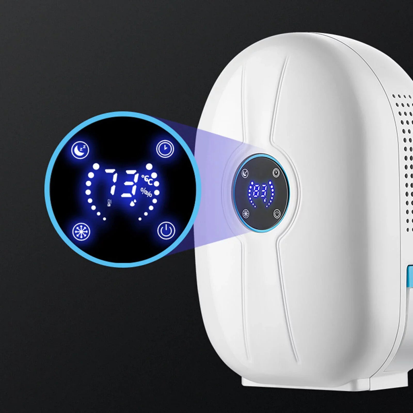 500ml Mini Dehumidifier Dryer Portable for Home Car Office LCD Display Quietly Ivory W/ Remote