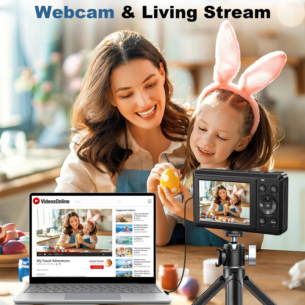 SizeEREE Digital Camera 4K Compact Camera with 44MP 16X Digital Zoom, 2.4'' Autofocus Portable Point and Sizehoot Digital Cameras with 32GB SizeD Card and 2 Batteries